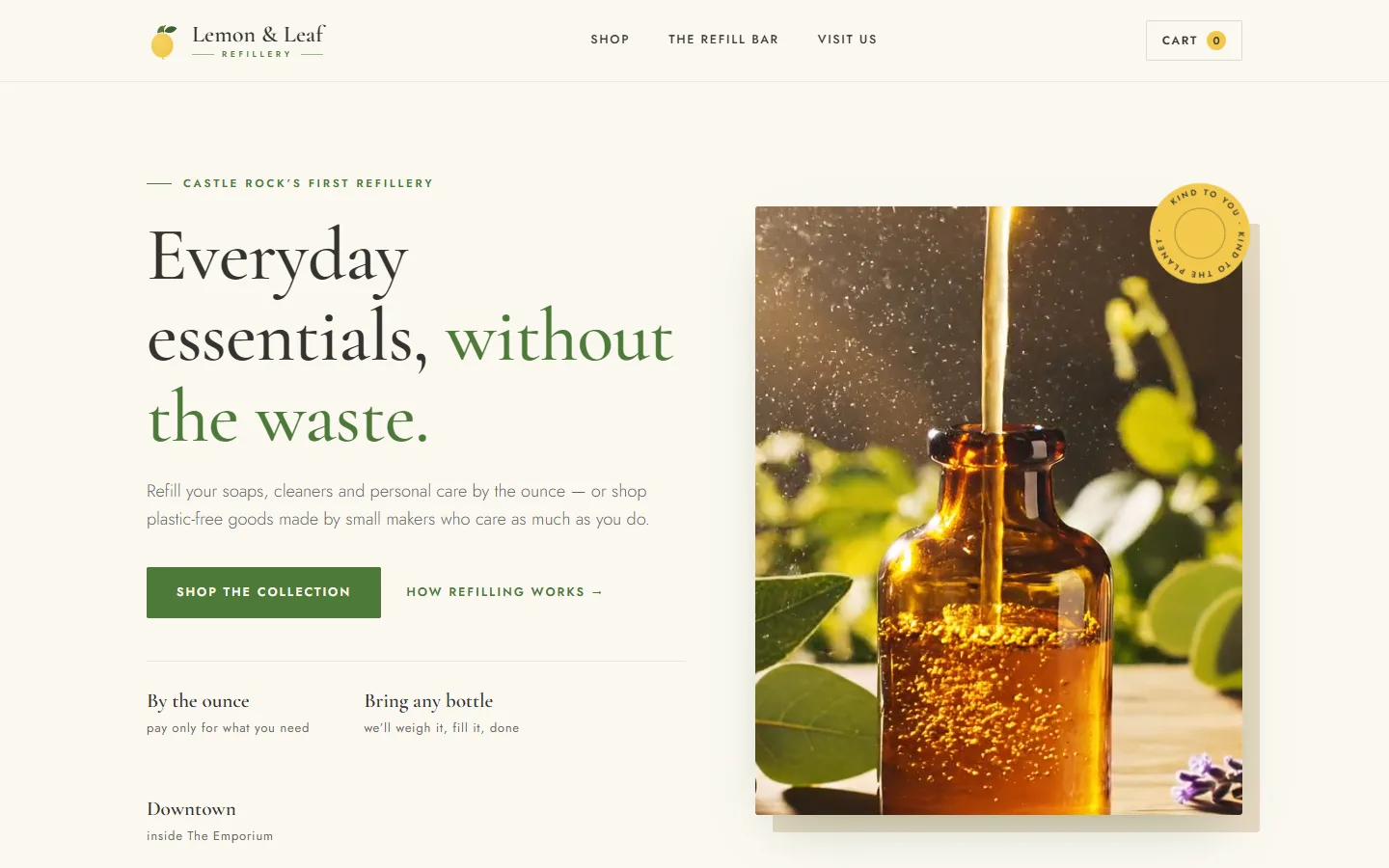 Lemon & Leaf Refillery website