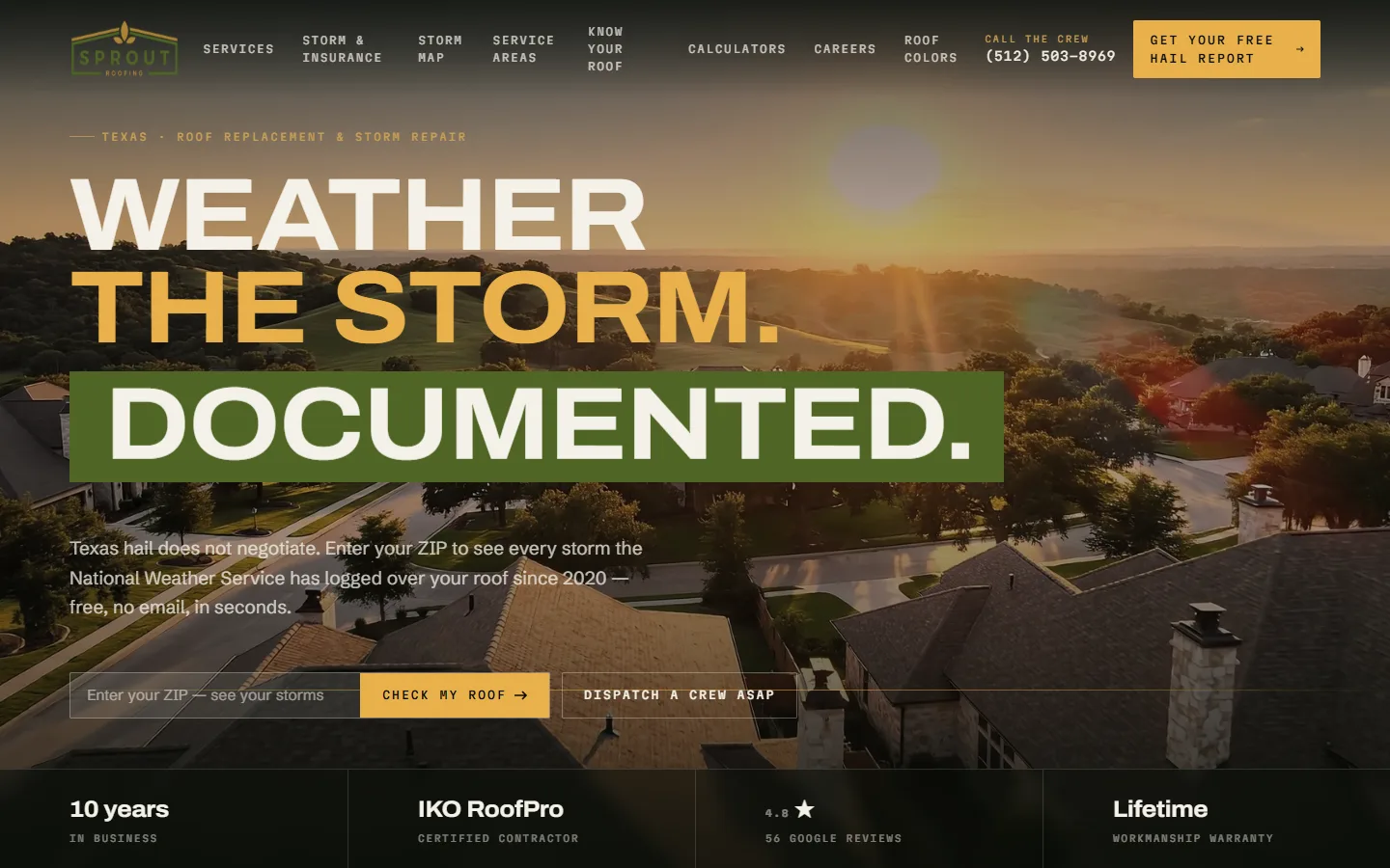 Sprout Roofing website